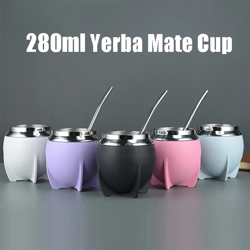 

Чашка Yerba Mate на 280 мл поставляется с 1 соломенной портативной изоляцией, бутылкой для воды из нержавеющей стали, подходящей для семьи в помещении