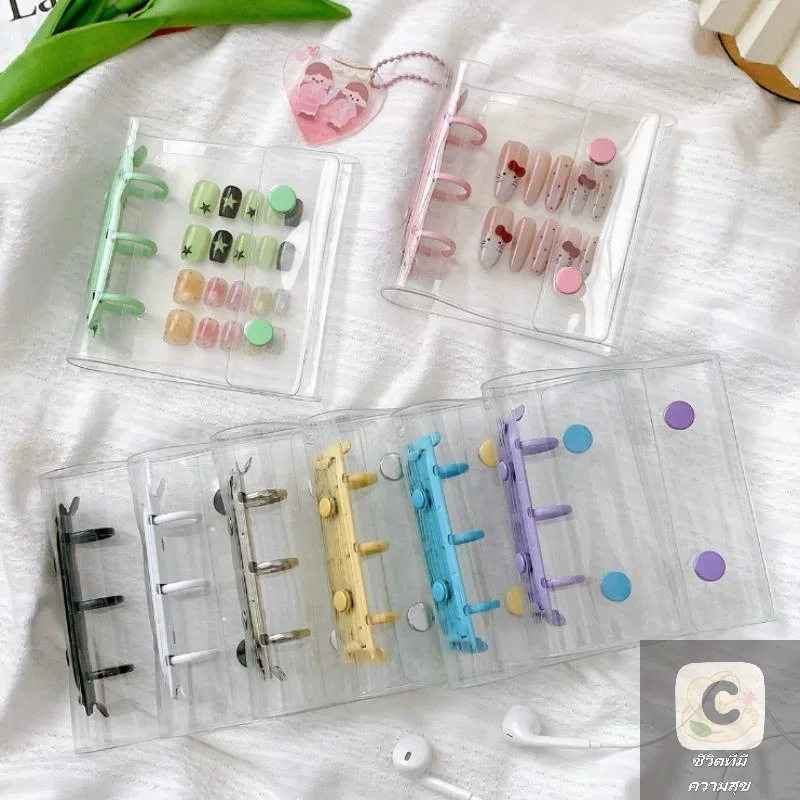 2026 HUA HUA pieza de Arte de uñas libro de almacenamiento de uñas postizas doble hebilla 3 agujeros Clip de tarjeta tablero de exhibición DIY libro de almacenamiento de álbum Simple