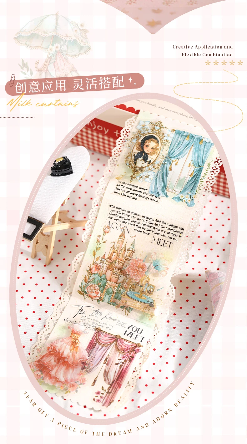 Journal GO 15 Stück Prinzessinnen-Kleiderschrank-Szenen-Aufkleber Vintage Aquarell Kleid & Absätze PET-Aufkleber für Scrapbooking & Journaling – Detail 2