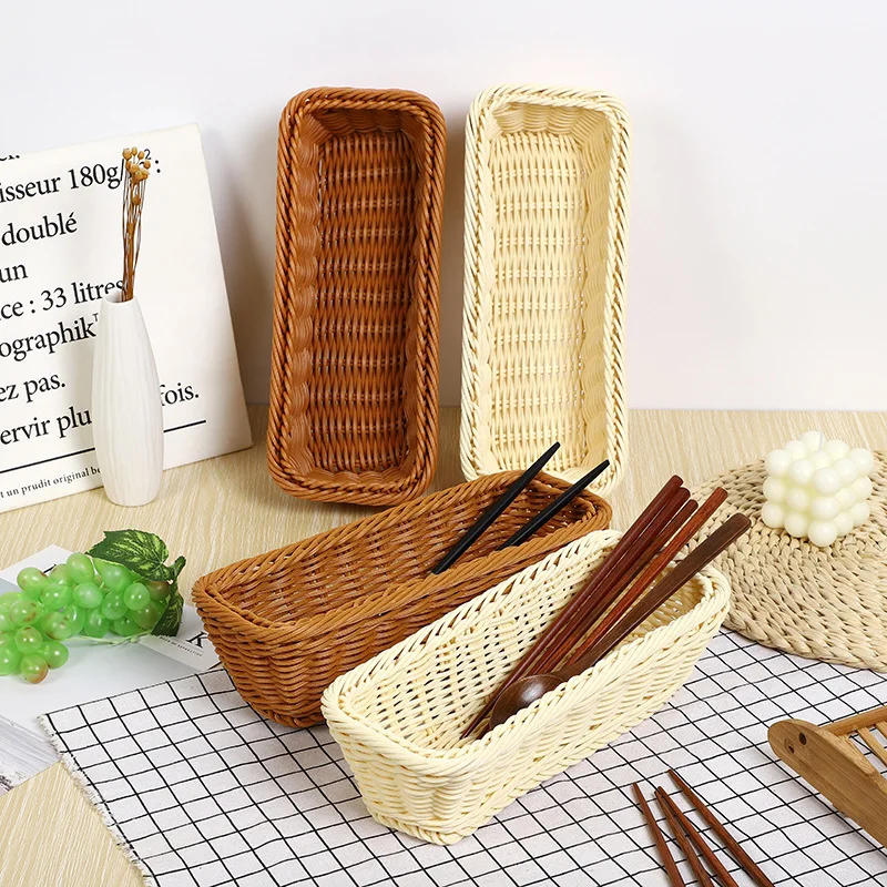 Kitchen Cutlery Storage Basket Handwoven Fork Spoon Chopsticks Storage Basket Kitchen Cutlery Bread/Vegetables Basket