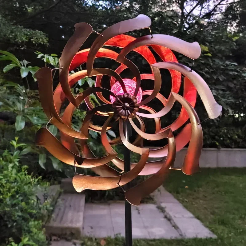 Courtyard, scenic hot-selling handicrafts, posing props, six-color changing color lights, wrought iron metal windmill