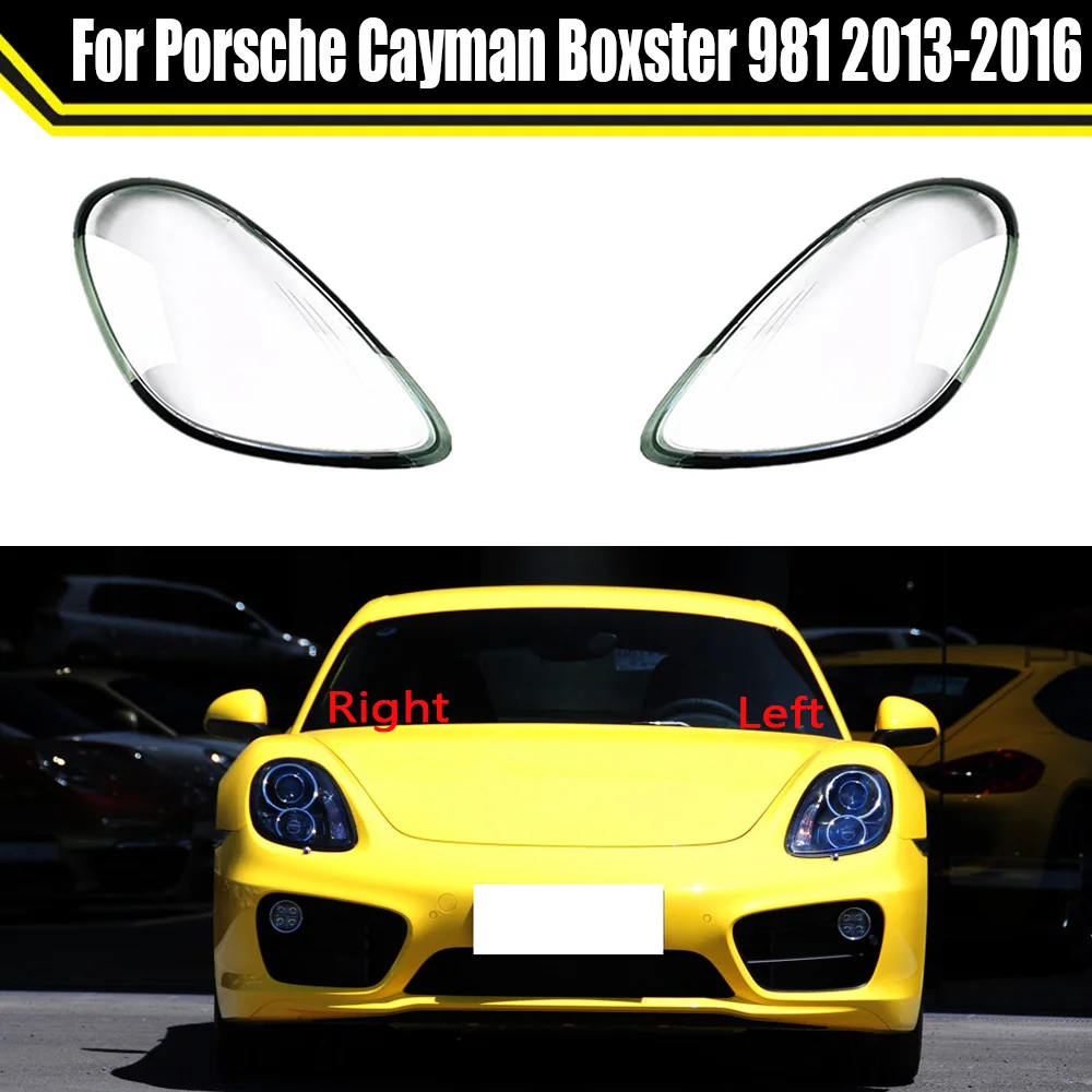 

Headlamp Case For Porsche Cayman Boxster 981 2013-2016 Car Glass Lens Caps Headlight Cover Light Transparent Lampshade Shell