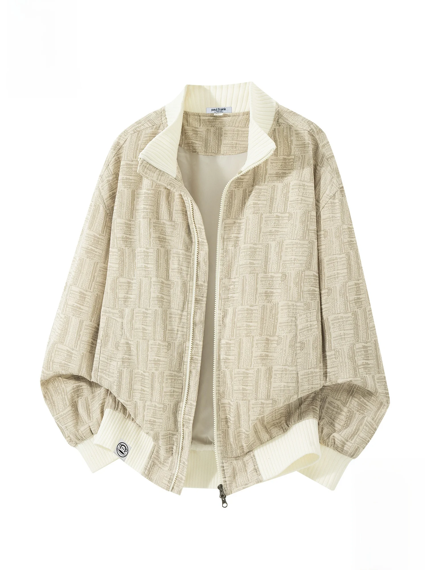 

PaulFrank Monkey Brand Loose Fit Plaid Stand Collar Jaet Men's Spring New Casual Outerwear Polyester Fiber Long Sve Zipper