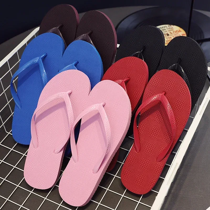 Women Summer Beach Slippers Solid Color Non-slip Couple Leisure Outdoor Women Flip Flops Breathable Beach Sandals Women 2022