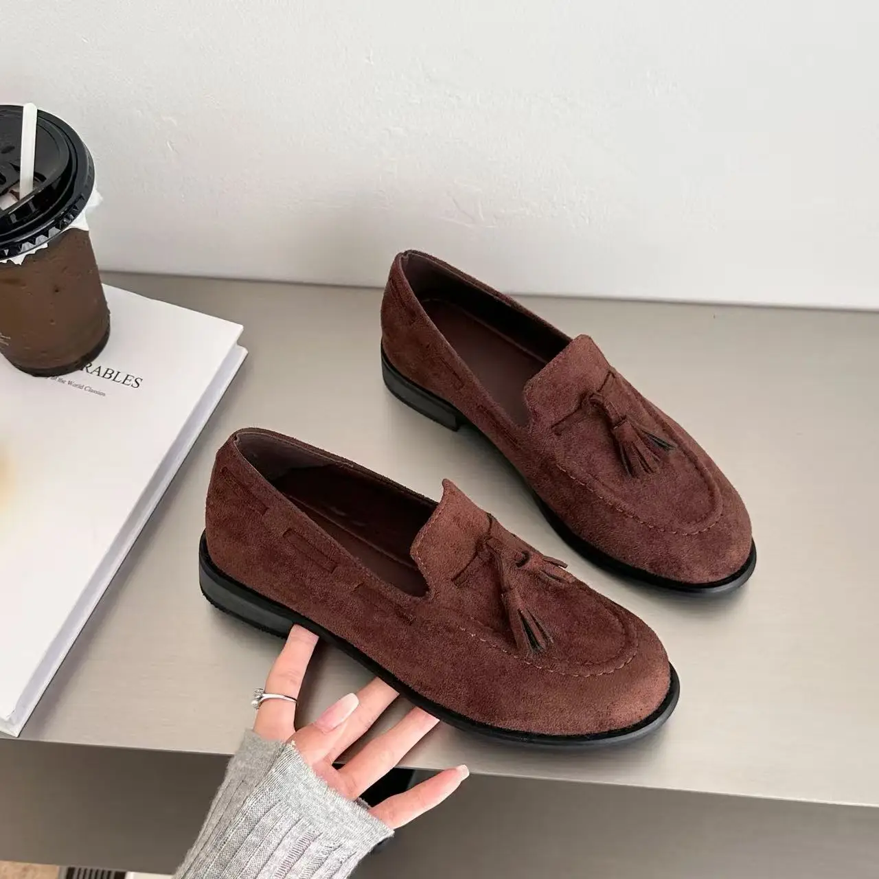 

Butterfly Knot Flat Bottom Bean Shoes Women's Spring Autumn Fashionable Versatile Soft Bottom Slip-On Shoes for Girls