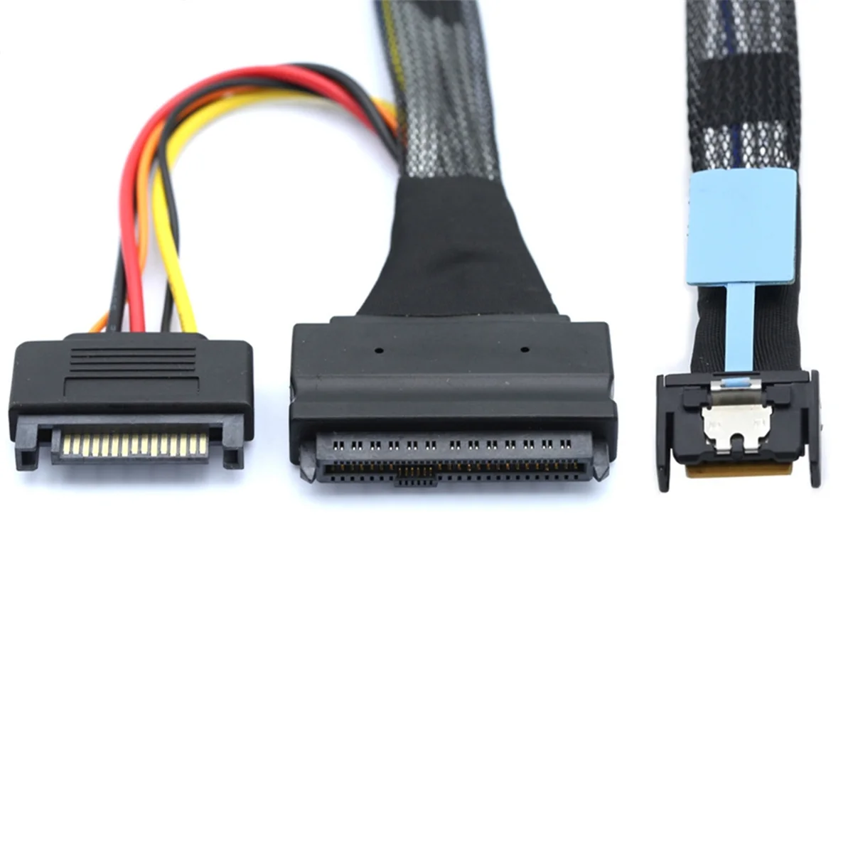 Gen5 MCIO Slimline SFF-8654 4I a SAS 8639 U.2 Cable adaptador + 15P SATA Cable convertidor Cable 0,5 m