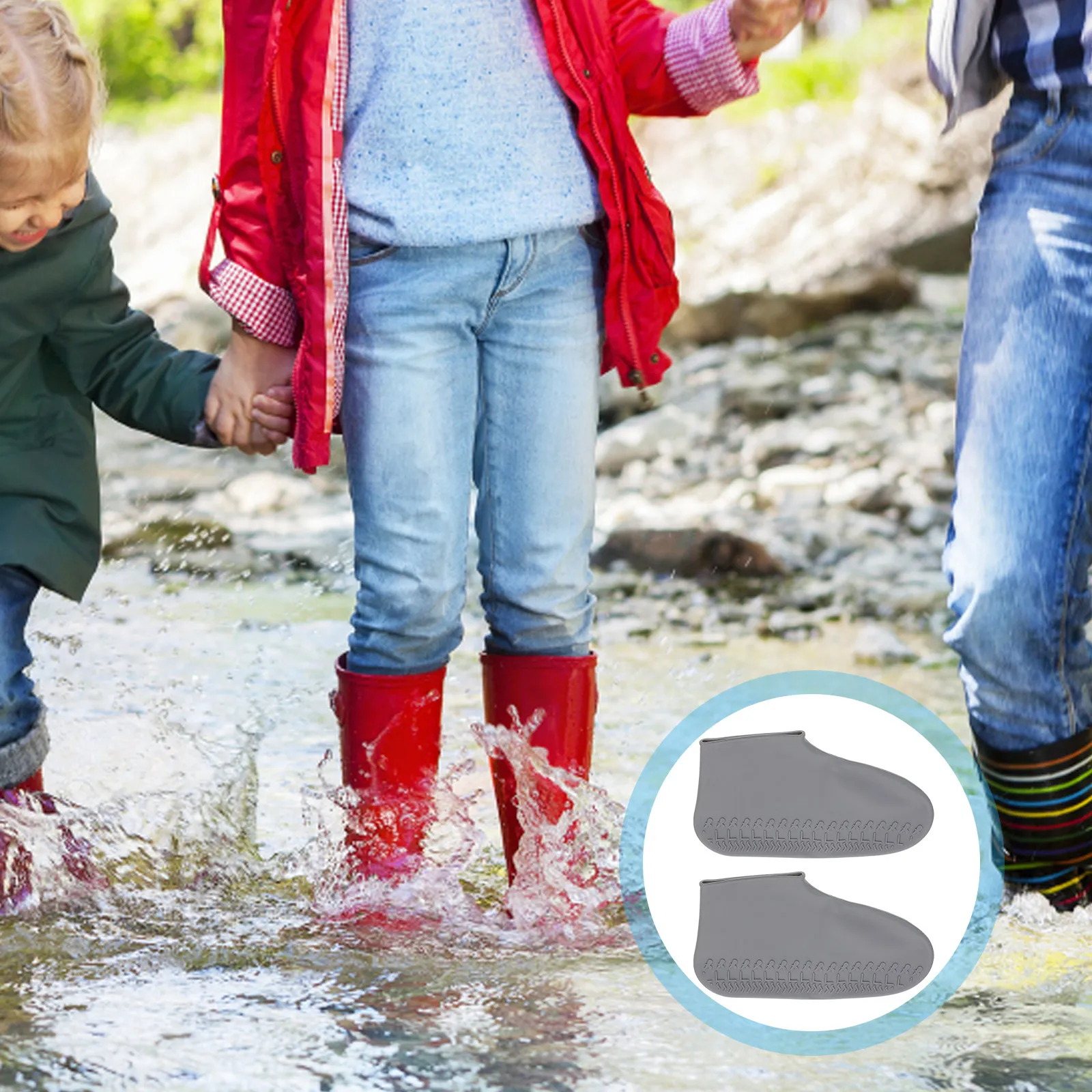 

1Pair Thickened Silicone Rain Shoes Cover Wear Resistant Reusable Shoe Protector Anti Slip Sole for Wet Floor Outdoor Activities