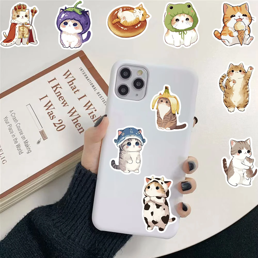 50/100PCS Cute Cat Cartoon Sticker Miniature Landscape Waterproof Scrapbook Phone Laptop Luggage Creative Waterproof Stickers