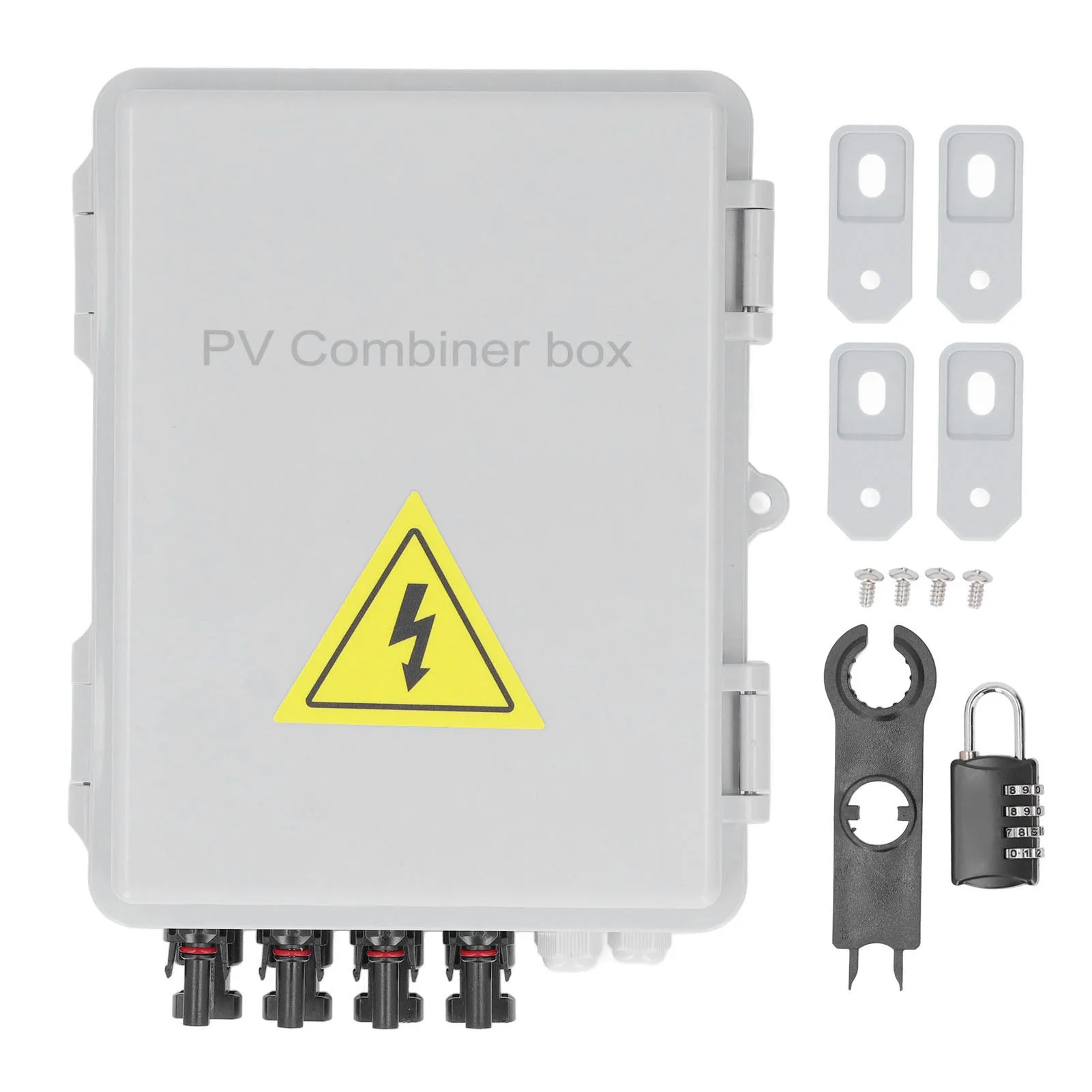 

4 String Solar Combiner Box 10A Rated Current Fuse 63A Solar DC Circuit Breakers PV Combiner Box with Lightning Arrester