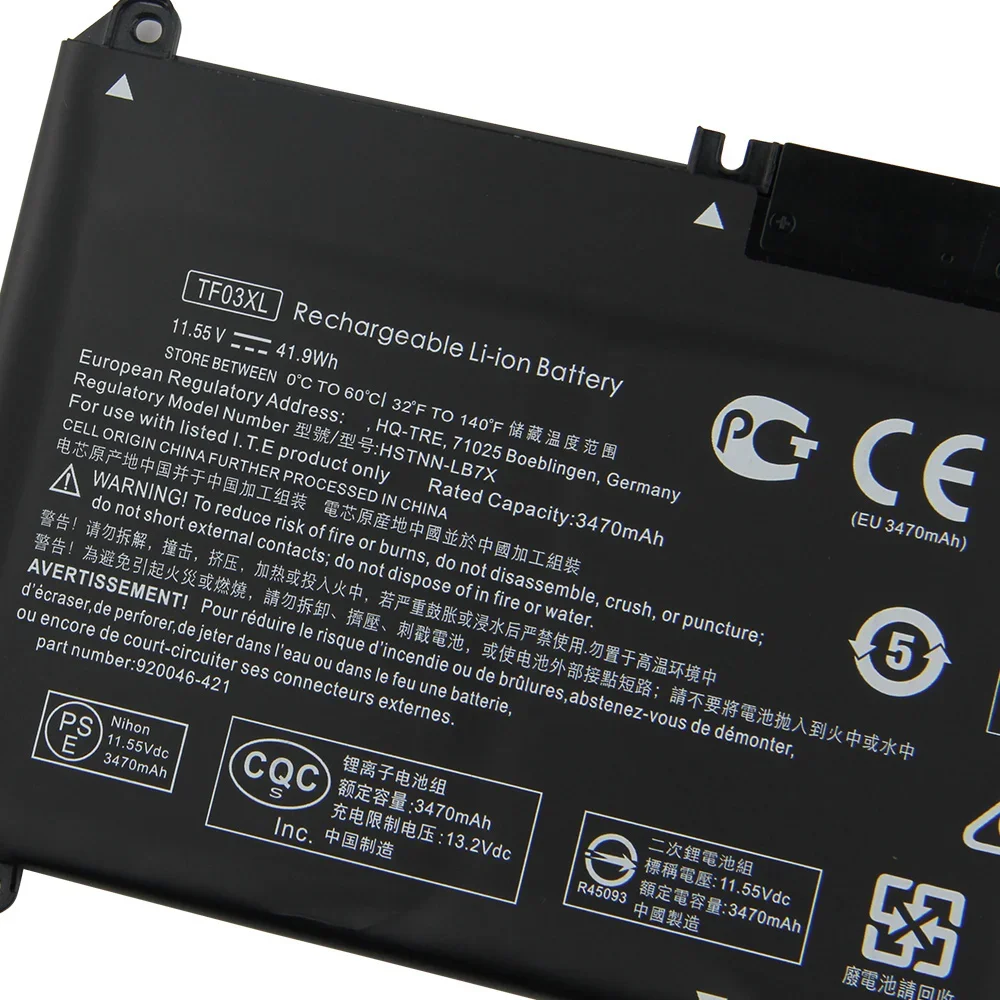 Replacement Battery 3630mAh TF03XL For HP TPN-C131 Q188 Q189 Q188 Q190 Q191 Q201 HSTNN-LB7X Rechargeable Batteries