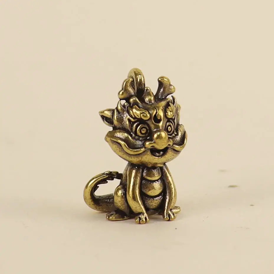 1Pcs Vintage Statue Figurine Wealth Brass Pixiu Decor Prosperity Chinese Style Ornament Dragon Luck Animal Mini Home Accessories