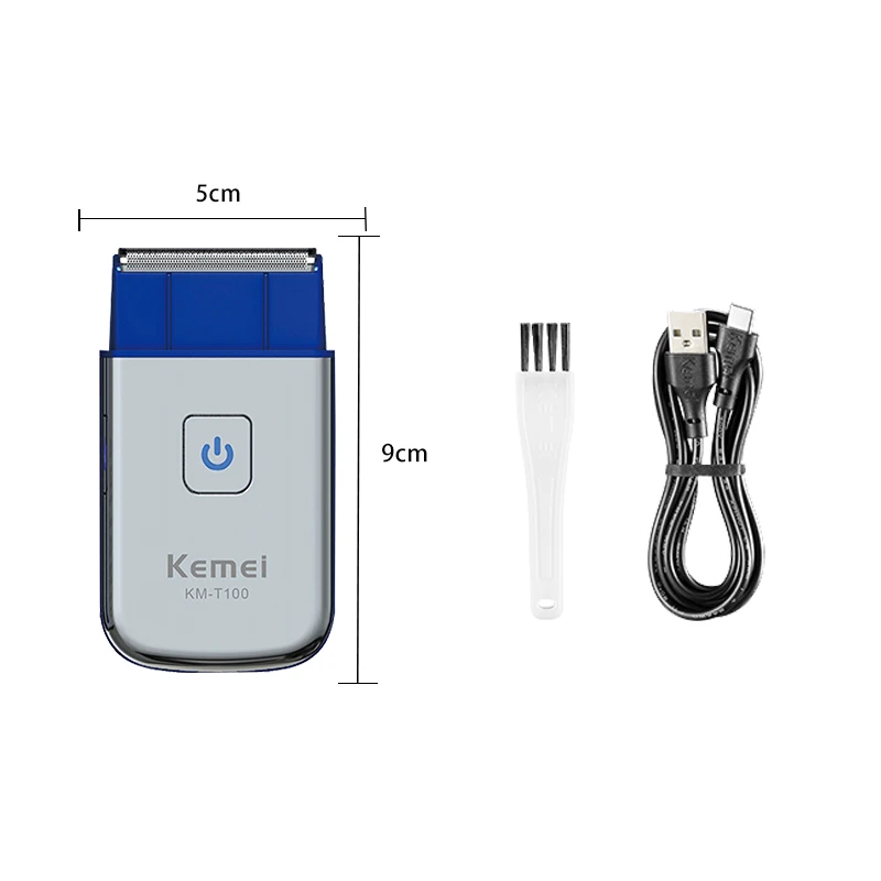 ماكينة حلاقة كهربائية صغيرة محمولة من Kemei KM-T100، رأس حلاقة فردي ترددي، ماكينة تشذيب اللحية للرجال، ماكينة حلاقة