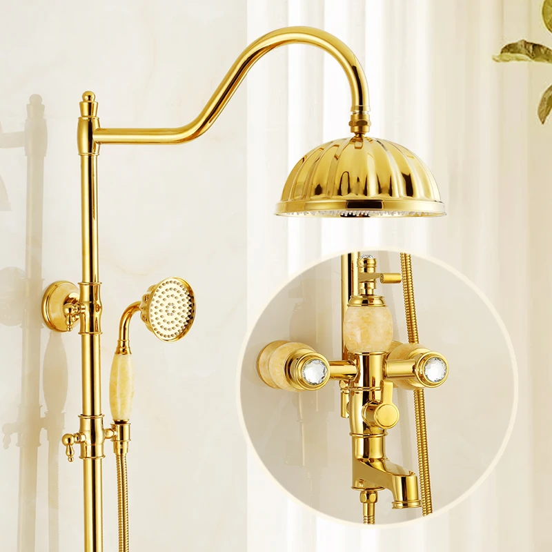 

European-style gold all-copper shower set, household bathroom, hot and cold constant temperature shower, pressurized bath