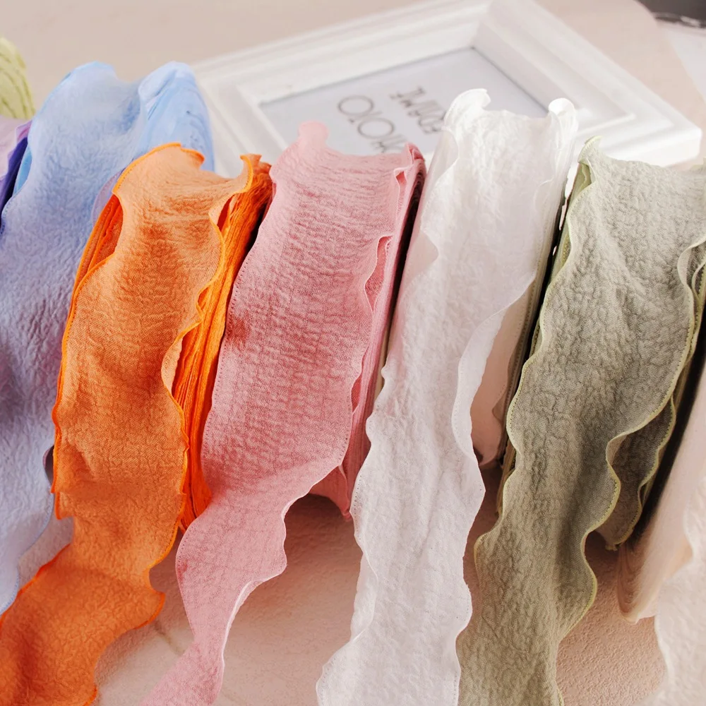 Cinta con dobladillo arrugado y volantes de 4 cm para lazos/zapatos/sombreros DIY, 12 colores, rollo de 25 yardas, venta al por mayor (precio/paquete)