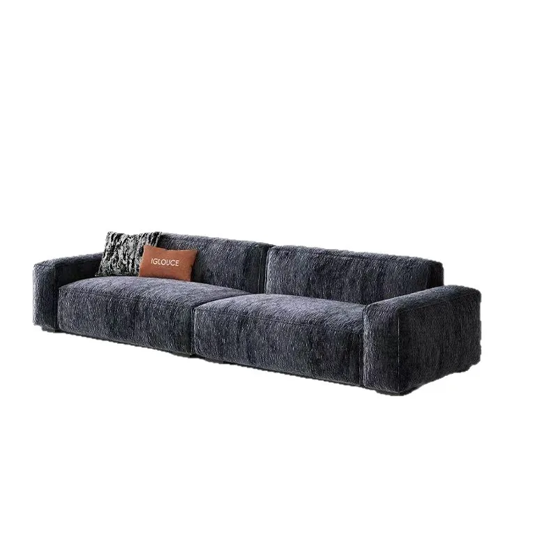 

Straight row living room Minimalist modern chenille wabi sabi big black cow sofa