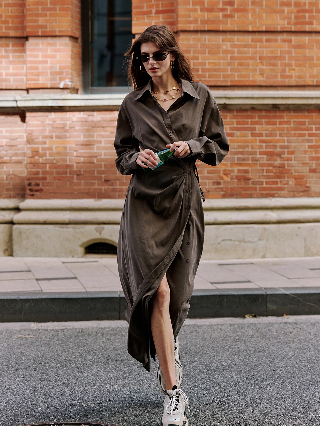 

Длинная юбка Luna7xi с эффектом утончения талии, из дышащей хлопковой смеси, для повседневной носки, осенняя новинка