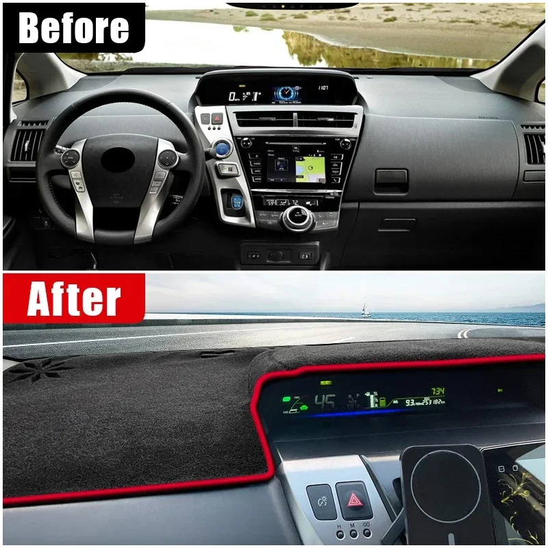 For Toyota Prius V Alpha Daihatsu Mebius 2012~2017 2018 2019 ZVW40 Car Console Dashboard Sunshade Anti-UV Carpet Mat Accessories