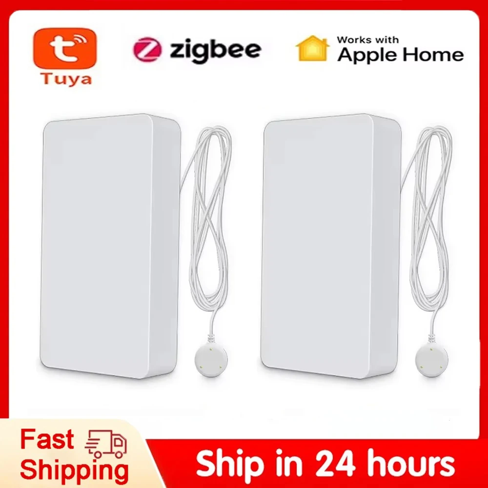 Sensor inteligente de fugas de agua Tuya Zigbee, Wifi en casa, alta sensibilidad, detección de inundaciones, Control por aplicación, alarma de seguridad para Apple Homekit