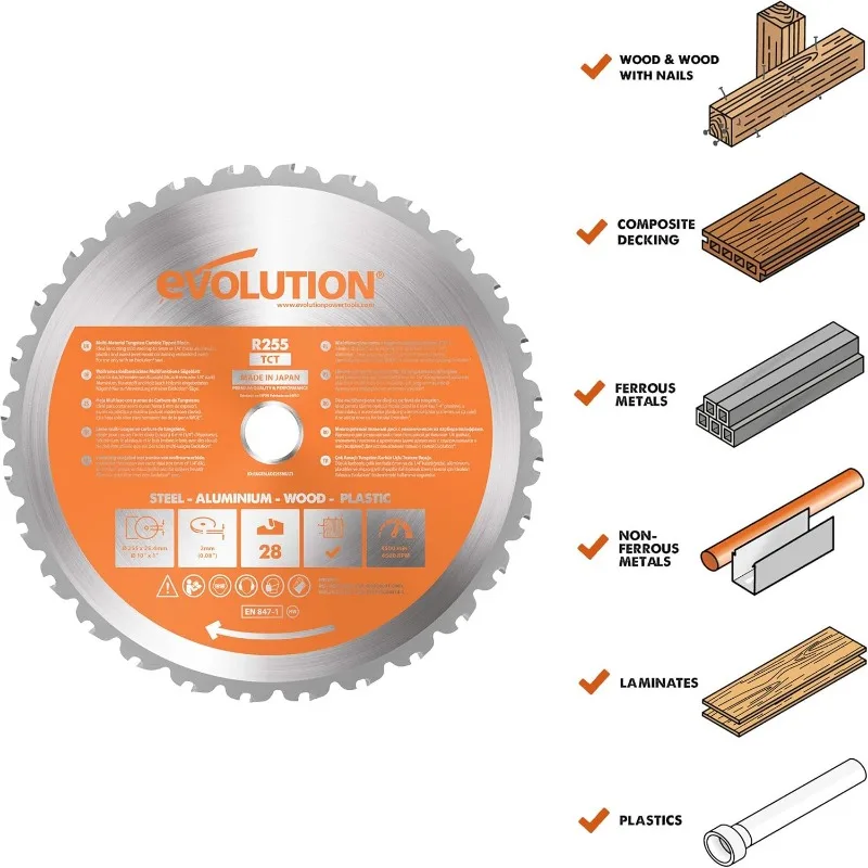 R255sms plus 10-Zoll-Gehrungssäge plus Mehrzweck-Mehrzweck schneiden aus Metall, Kunststoff, Holz und mehr