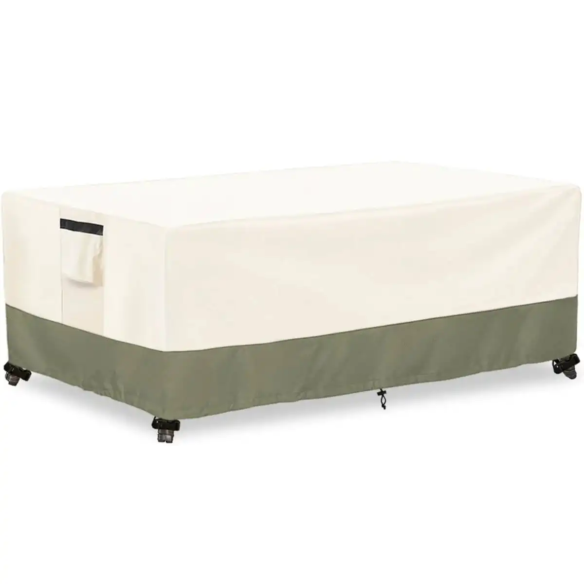 210D Oxford Rectangular Patio Coffee Table Cover, Two-Tone Waterproof Outdoor Side Table Protector, UV Dust Snow Cover with Air
