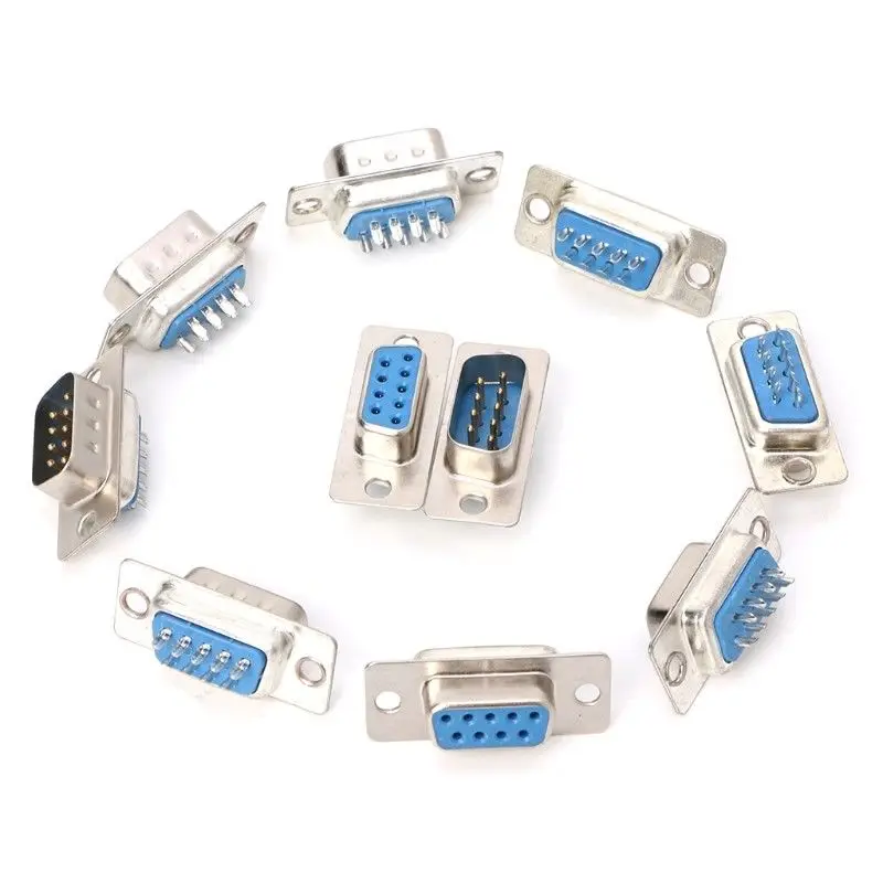 5 pares 10 Uds Db9 macho y hembra Rs232 conectores de clavija de puerto serie de soldadura de cable de 9 pines