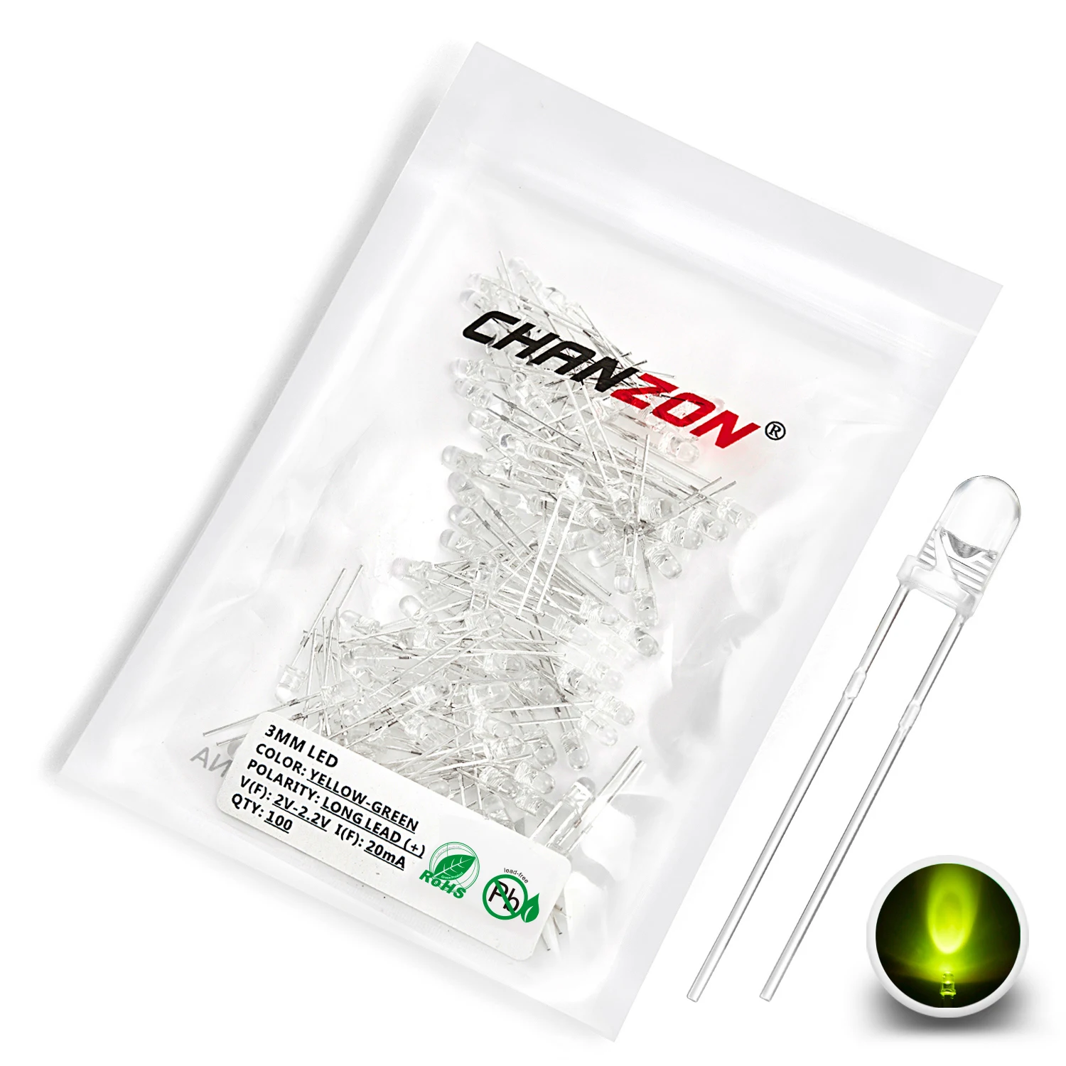 100 Stück 3 mm LED-Dioden, ultrahell, warmweiß, rot, grün, blau, UV-Lila, gelb, orange, rosa, 2 V, 3 V, mehrfarbiges Emitting-Sortiment