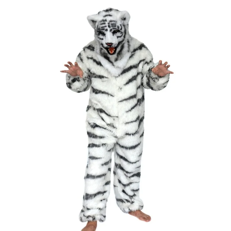 

Halloween Carnival Costume Show Cosplay Animal Mask Set Tiger Set Simulation Mouth Can Move Couple Set