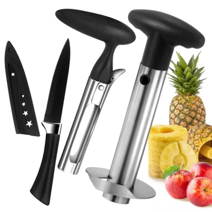 

Набор для резки и сердцевины для ананаса и нарезки яблочных ананасов из нержавеющей стали с нарезкой для ананаса, яблочной и фруктовой нарезкой