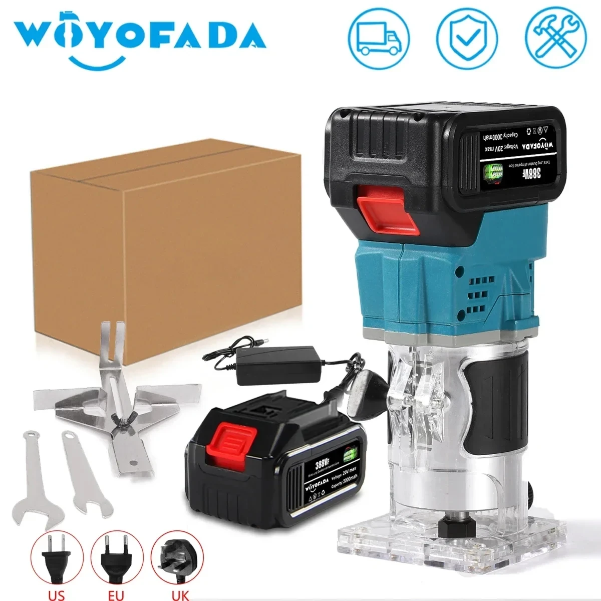 

18V Cordless Electric Trimmer Wood hand trimmer Engraving Slotting Trimming Carving Machine Router Wood for Makita 18V battery