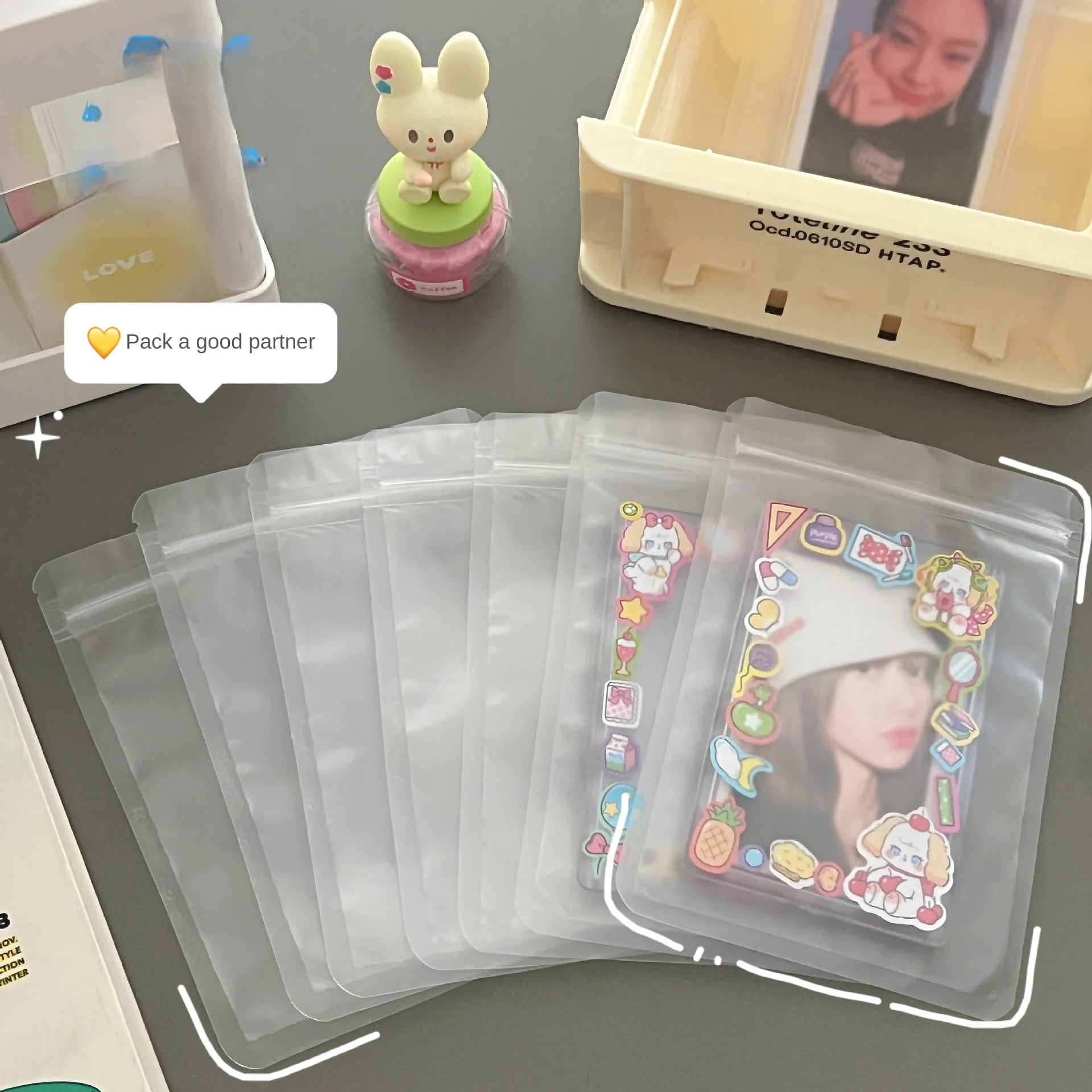 50 Stück matte selbstklebende Beutel, transparente Lebensmittelverpackungsbeutel, Süßigkeiten-Versiegelungsbeutel, Früchtetee-Versiegelungsbeutel – Detail 2
