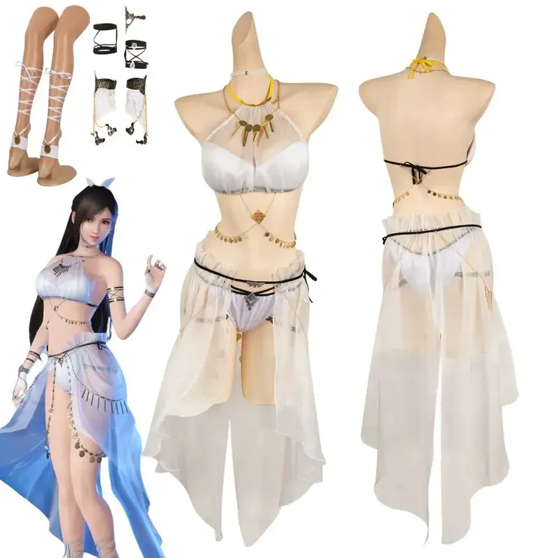 

Final Fantasy 7 Tifa Lockhart Aerith Cosplay Swimsuit Costume for Adult Women Girls Swimwear Bikinis Set Halloween Carnival Suit
