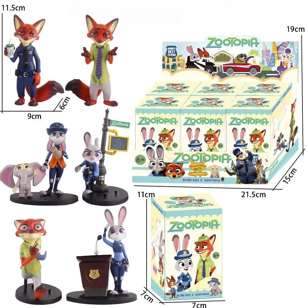 6 figuras de Animal Crossing Metropolis: Judy Hopps y Nick Wilde, modelo de caja ciega, muñecas, estatuas de juguetes recreativos