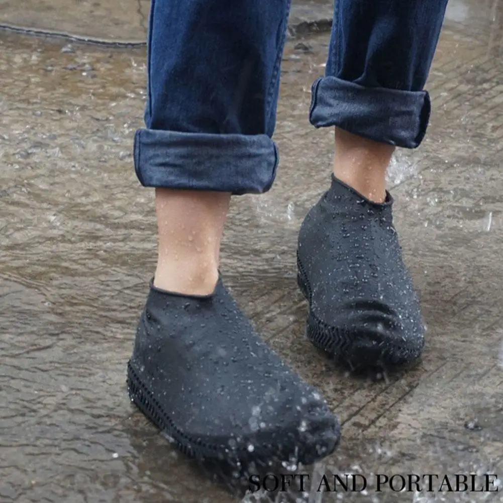 Latex Waterproof Shoe Covers Unisex Reusable Non-Slip Rain Boot Overshoes Protectors for Walking Outdoor Rainy Days Durable Easy