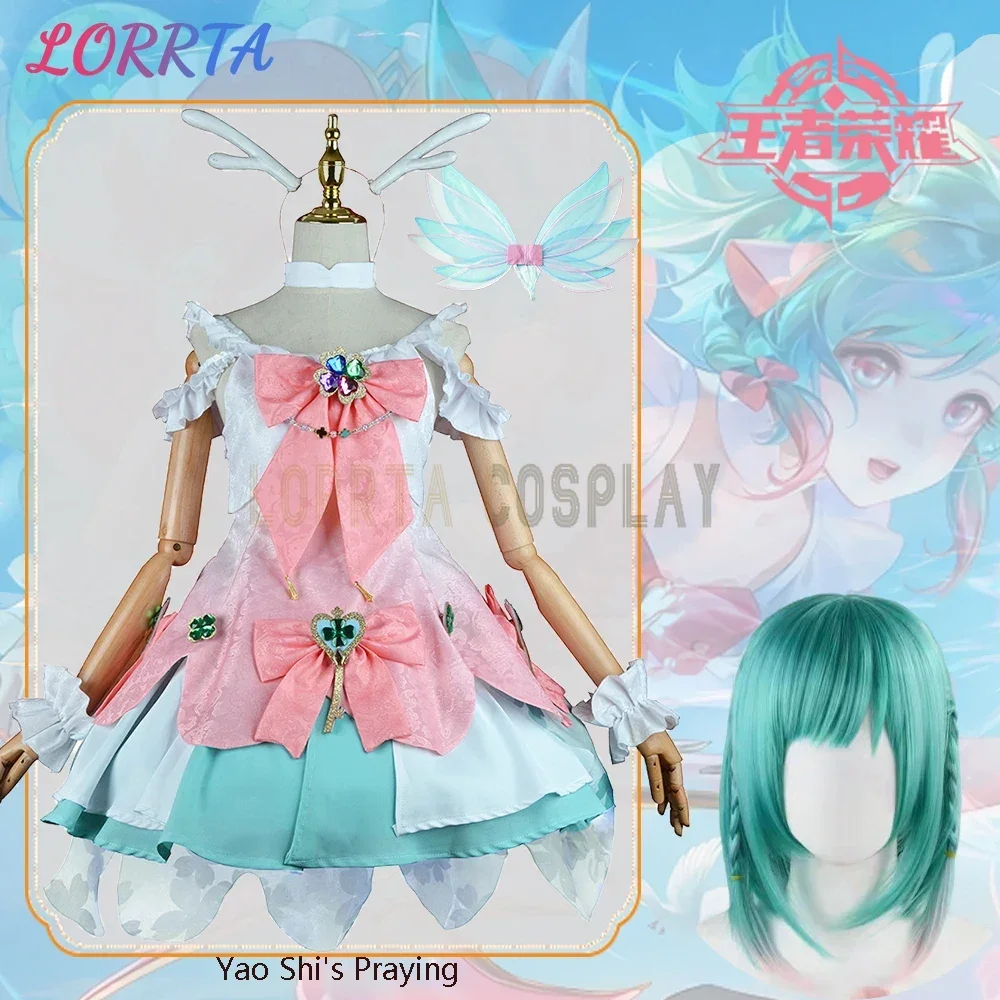 

Honor of Kings Yao Cosplay Costume Yao Shi's Praying Dress Antler Wig Women Girls Game Cosplay Outfits Wing Halloween Role Play