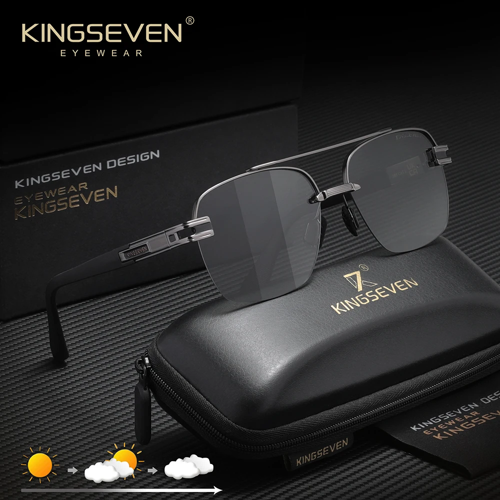 

KINGSEVEN Rectangular Half Frame Polarized Sunglasses Men High Quality Male's Causal Driving Sun Glasses
