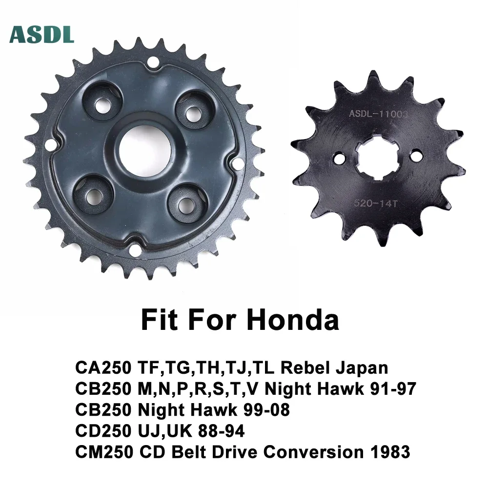 

520 14T 32T Motorcycle Front Rear Sprocket Kit for Honda CA250 CA 250 CA250T Rebel Staring Wheel CB250 91-08 CD250 88-94 CM250