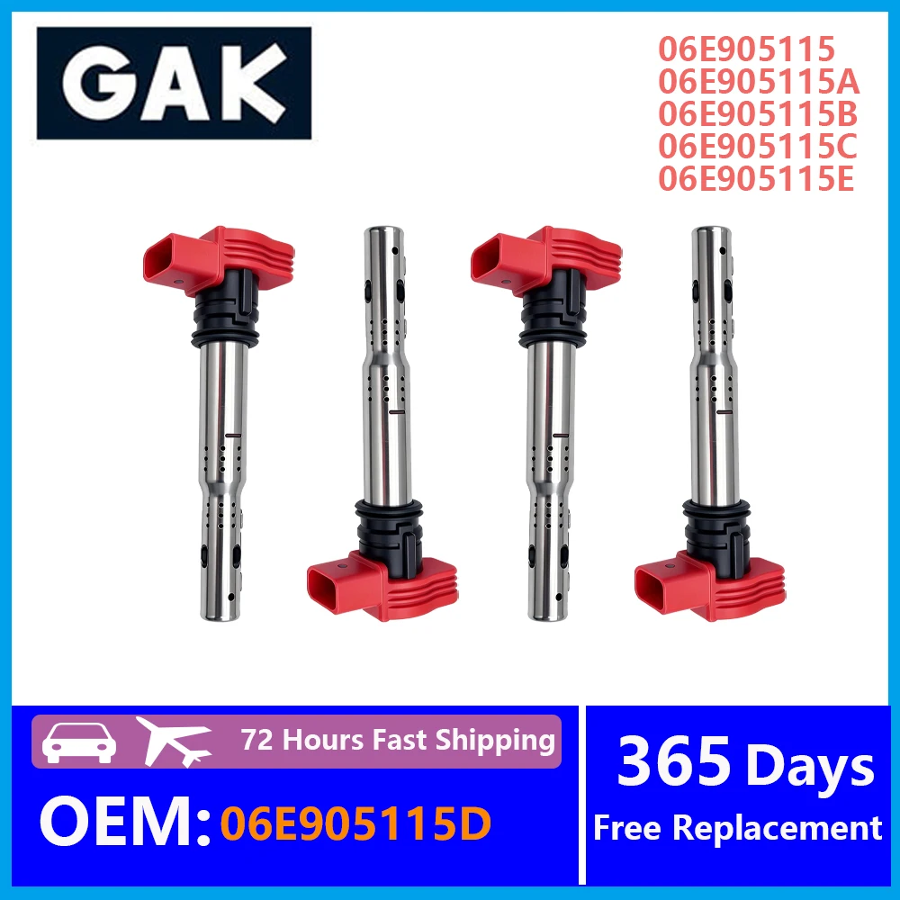 4PCS 06E905115 06E905115A 06E905115B 06E905115C 06E905115D 06E905115E GAK Ignition Coil For VW TOUAREG Audi A4 A5 A6 Porsche