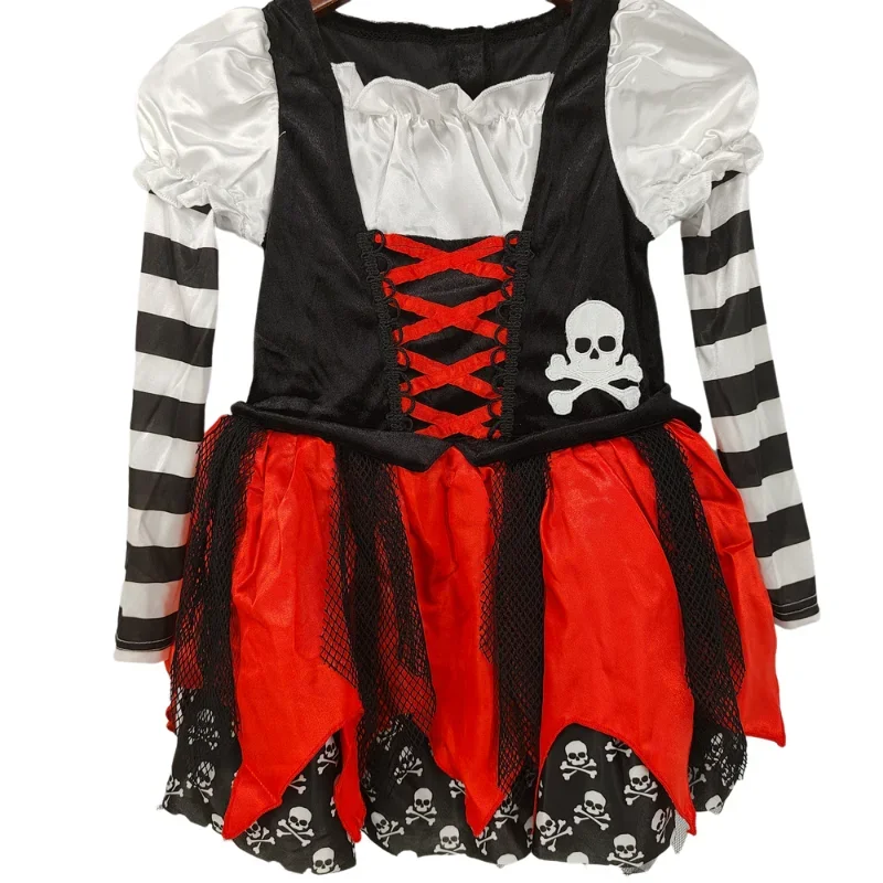 Костюм для косплея Gothique Foncé Noir and Rouge pour Fille, Robe Imprimée Christmas de Mort, Tenue d'Halloween, 3 Pièces