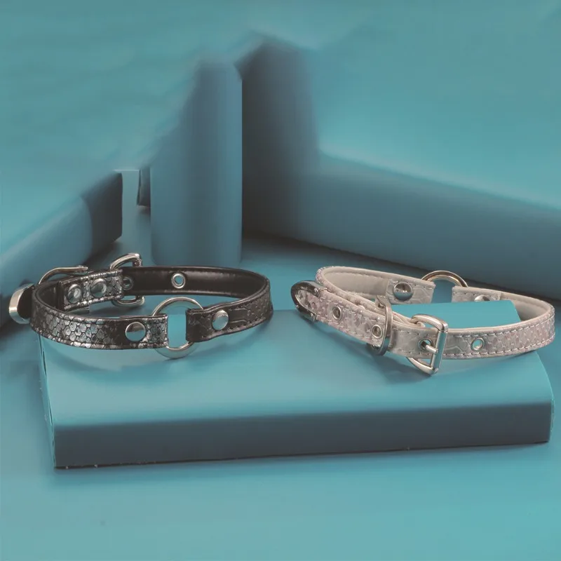 ياقة ياقة جلدية منقوشة على شكل ثعبان، خاتم فضي، ياقة ياقة هاراجوكو يومية على طراز الشرير