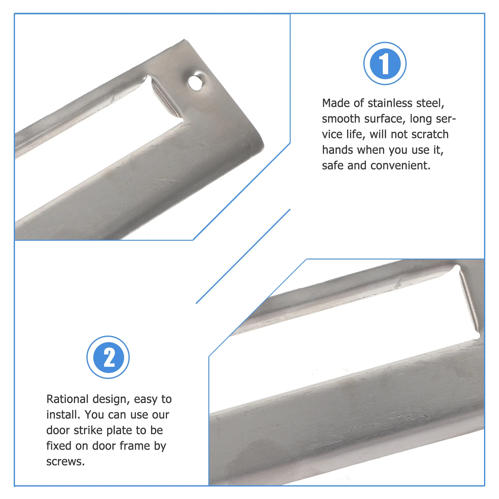 

5pcs Stainless Steel Strike Plate Replacement Heavy Duty Front Door Reinforcement Kit Durable Door Knob Plate for Residential