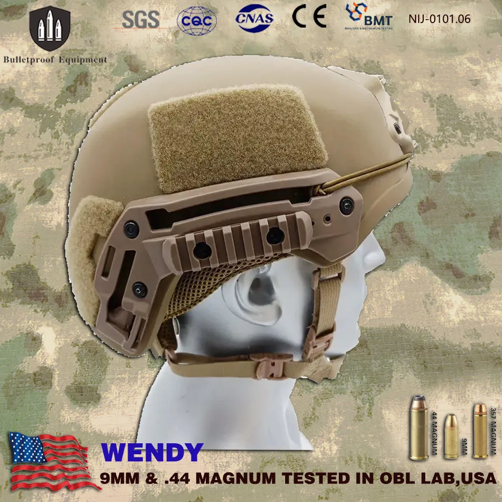 NIJ IIIA Generation High-Grade Quick Lining Aramid PE Code BALLISTIC  BULLETPROOF HELMET .44 Wendy Helmet Suspension System