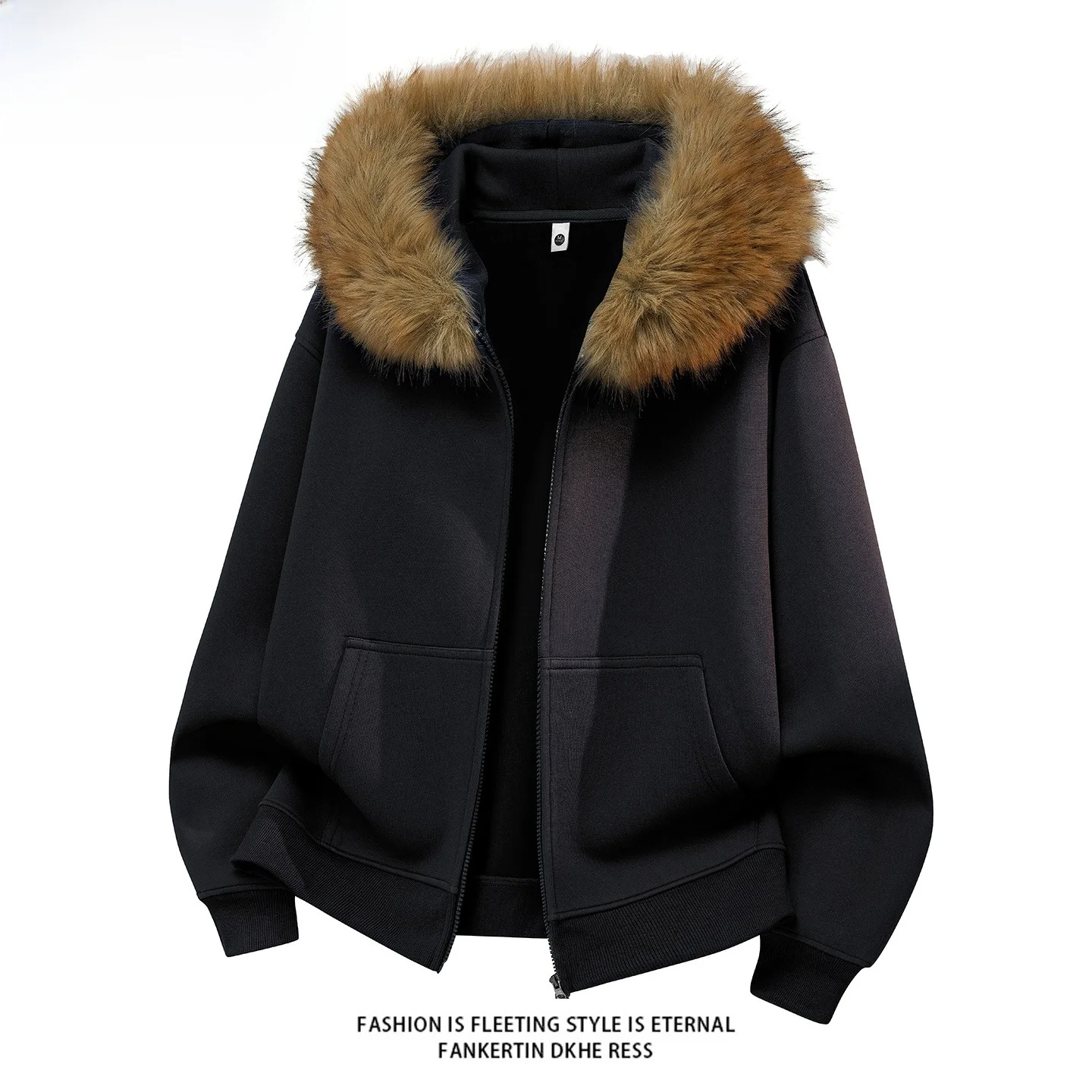 

Мужская толстовка-кардиган на молнии в стиле ретро, американского дизайна, с флисовой подкладкой, свободного кроя, из полиэстера, для осени и зимы