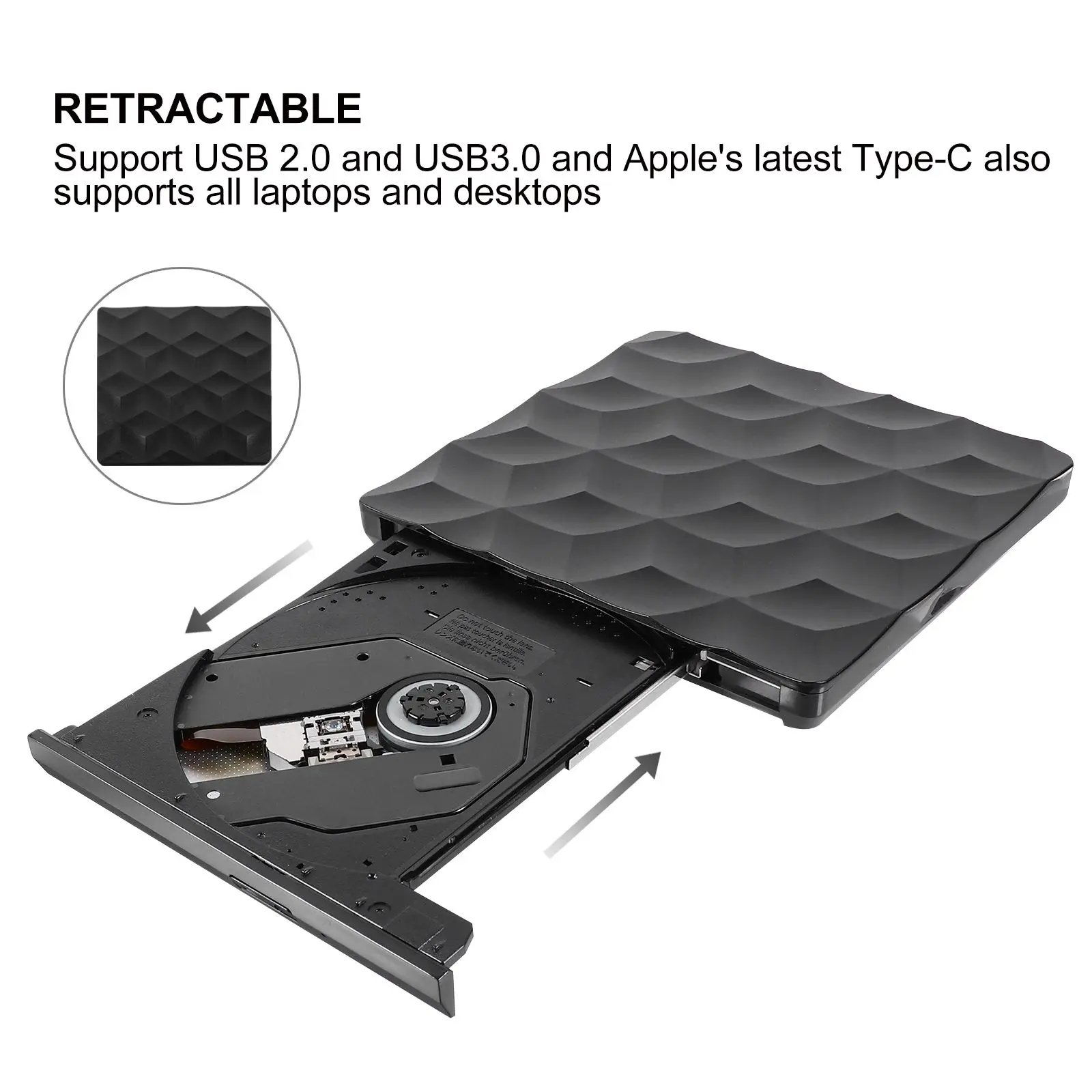 External DVD External Dvd Burner 3 0 Type C Portable CD ROM Drive Laptop Cd Rom Burner Desktop Compatible OS Gift