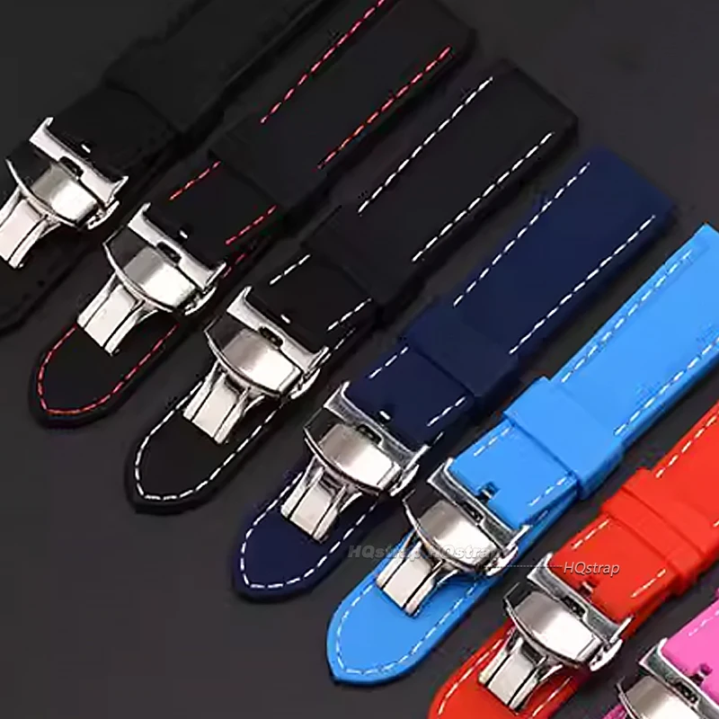 Silicone Watch Strap for Seiko 18mm 20mm 22mm 24 Quick Release Wristband Waterproof Sport Rubber Bracelet Butterfly Buckle Belt