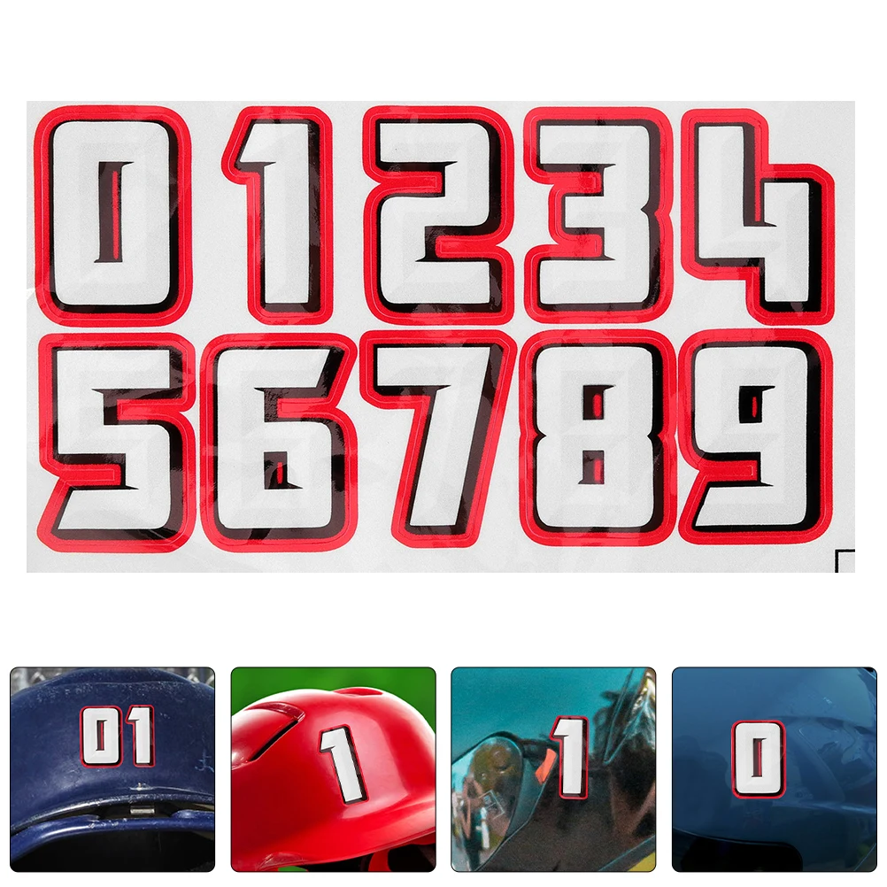

2 Sets Number Stickers Self Adhesive Reflective Decals for Sports Helmets Baseball Softball Football Hockey Numbers