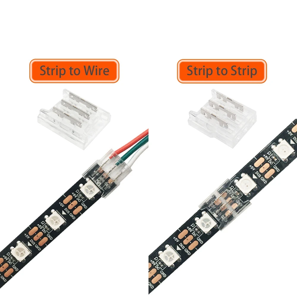 WS2812B WS2811 SK6812 Transparent Solderless Cover LED Connector 10mm Width PCB For SMD Led Strip Light