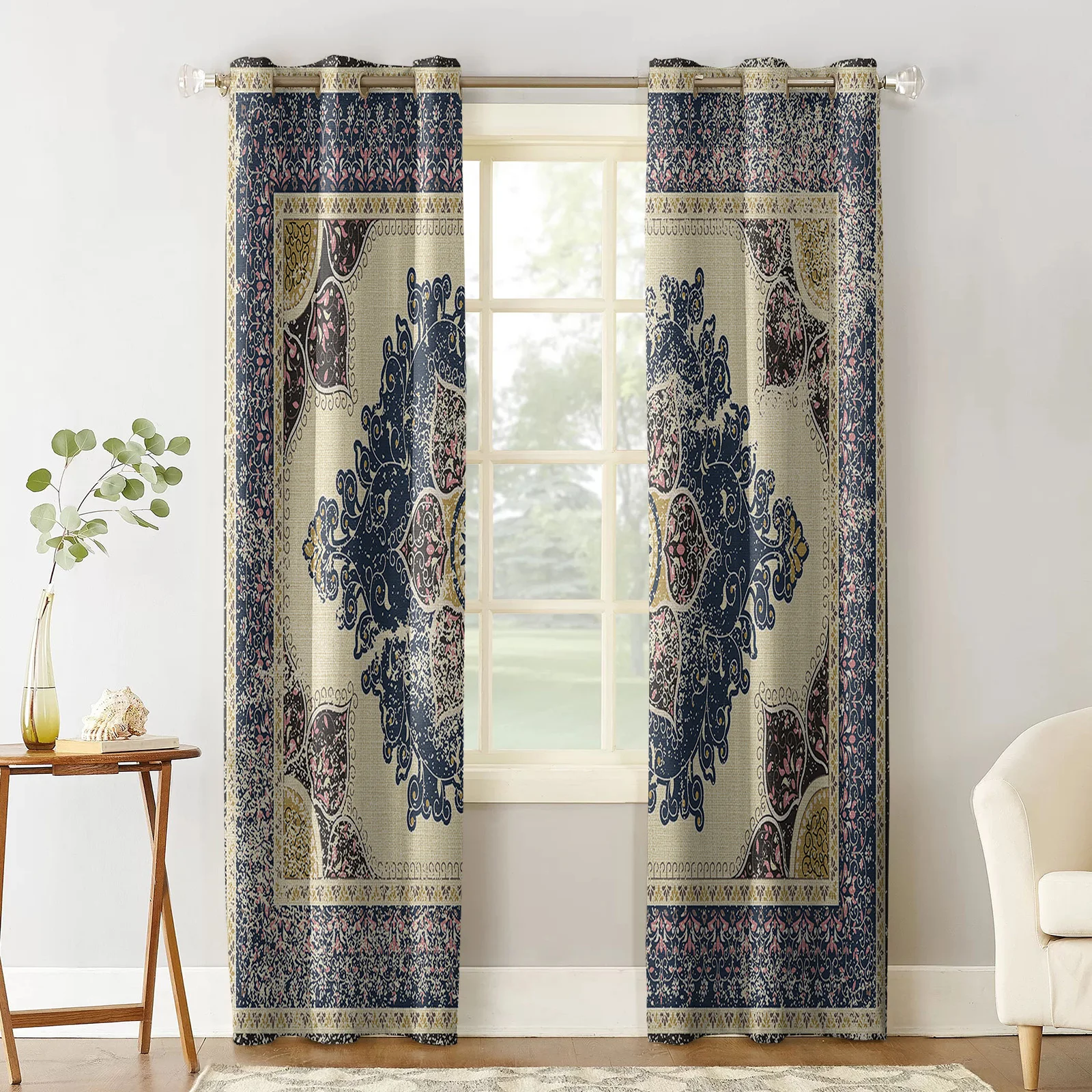 Vintage Wallpaper Murals Middle Ages Window Curtain Living Room Kitchen Curtain Panel Blackout Curtains For Bedroom