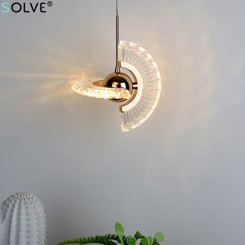 Nordic Single Head Pendant Light Creative UFO LED Chandelier Golden Rotatable Bedroom Bedside Lamp Dining Chandelier Bar Cafe