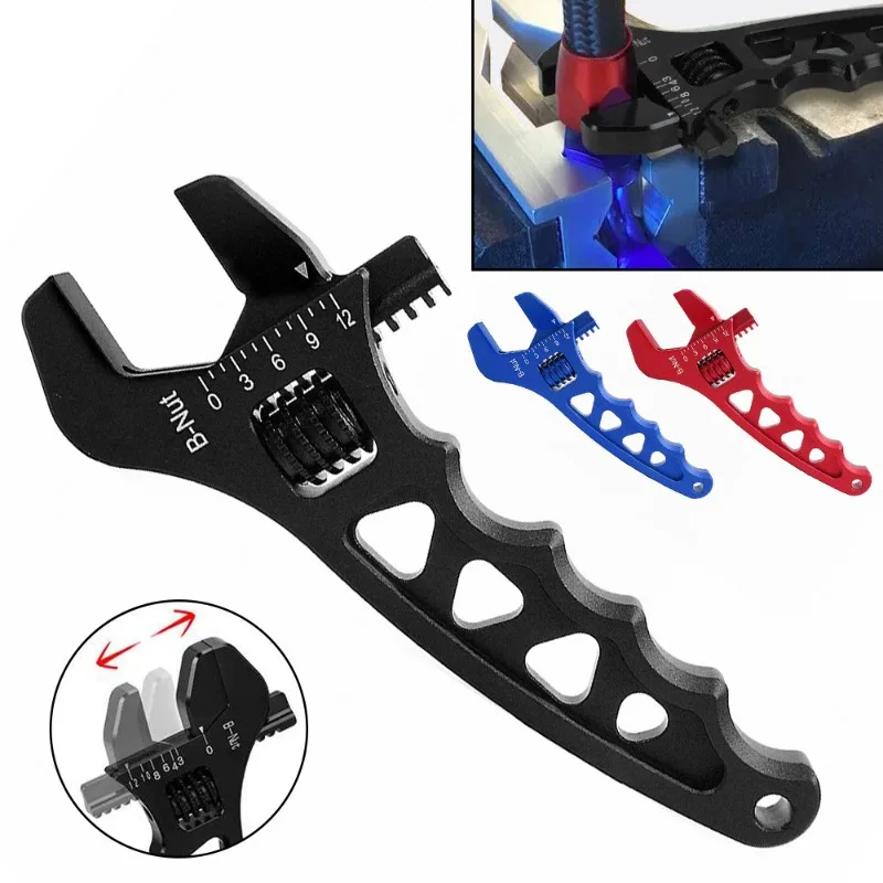 Adjustable AN3-AN12 Oil Pipe Joint Wrench Tool Aluminum Alloy Universal Car Wrench for Hose End Fitting Cars Disassembly Tool