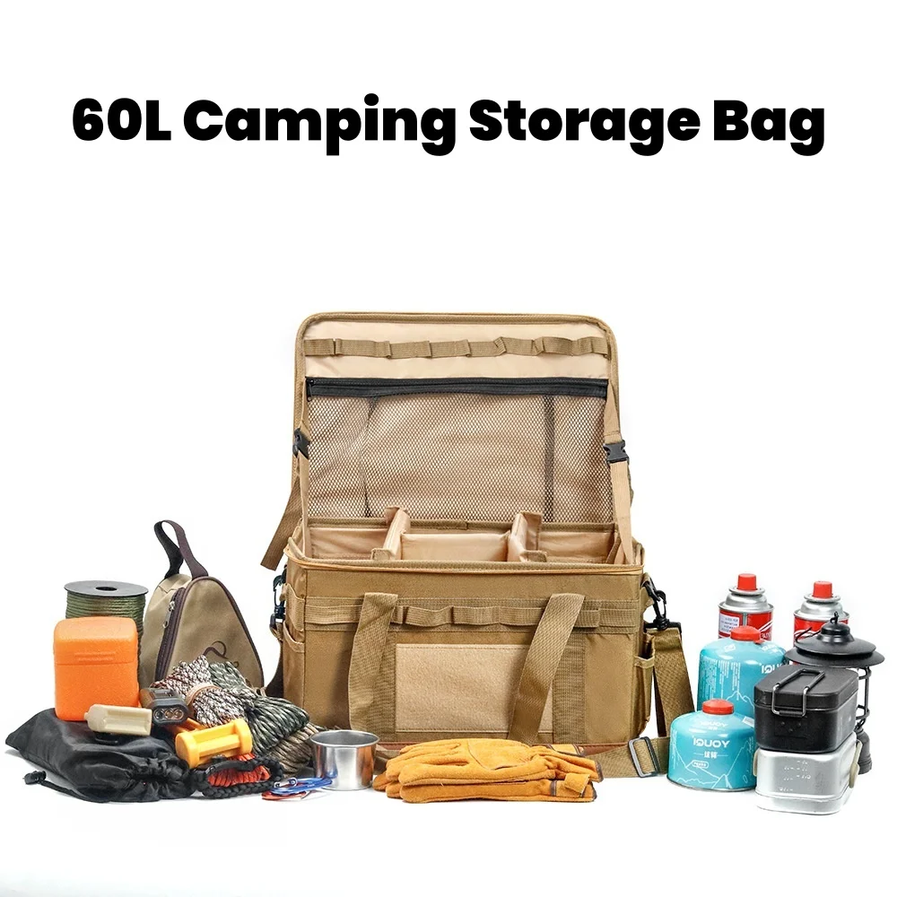 60L Large Capacity Camping & Picnic Storage Bag - Durable Oxford Cloth, Portable Outdoor Cookware Organizer